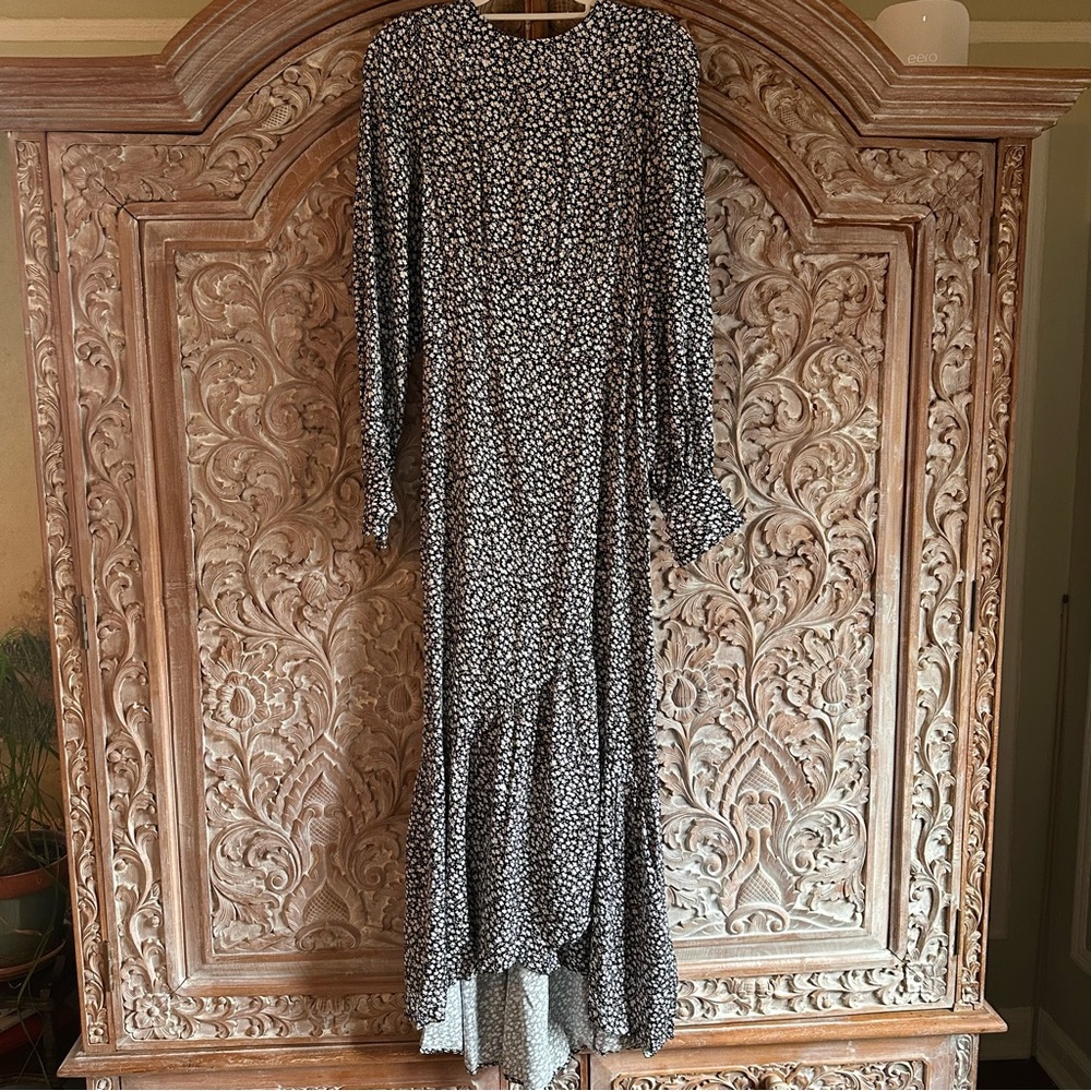 AFRM Black and White Patterned Long Sleeve Dress